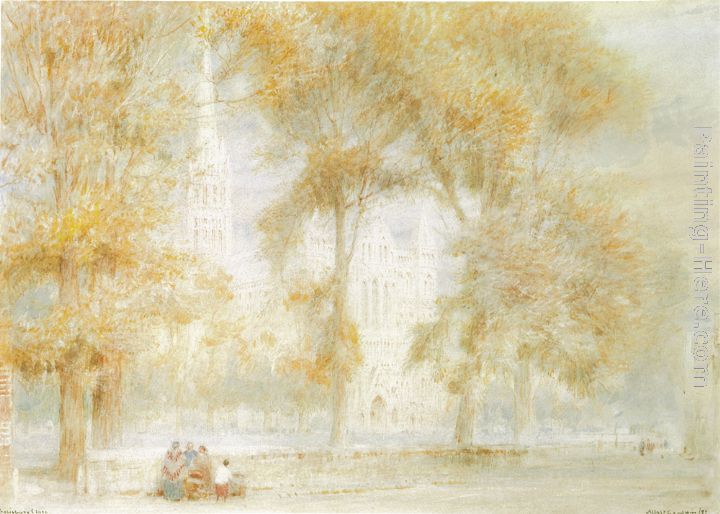 Salisbury Close painting - Albert Goodwin Salisbury Close art painting